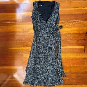 Y2K Vintage Boho Chic Paisley Faux Wrap Midi Dress MEDIUM